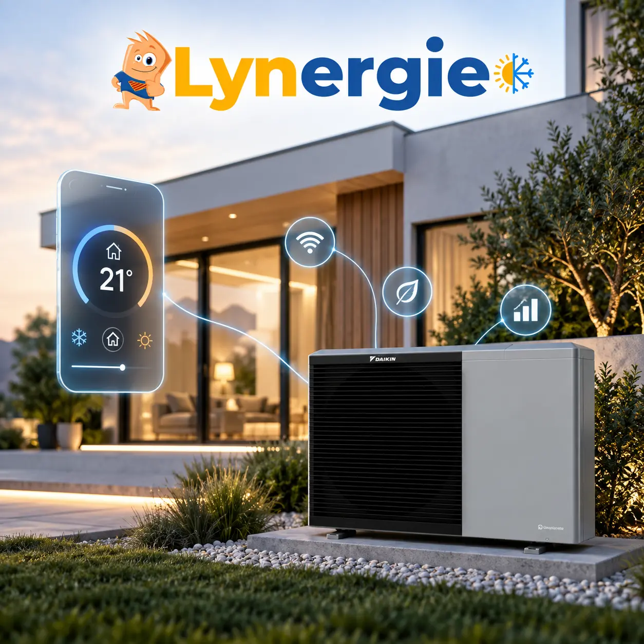 Pompe à chaleur Lynergie pilotée intelligemment selon la température de la maison